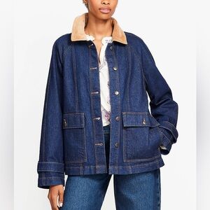 NWT Loft Denim Barn Jacket Dark Rinse Wash Small